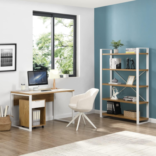 KRAYOG 150 CM Computer Desk with Mobile Storage Cabinet | Office & Study Table with Drawer and Storage | Modern Design for Teen Rooms | DIY Assembly