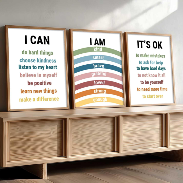 KRAYOG Large Framed Motivational Quote Posters – Aesthetic Positive & Inspirational Wall Art for Office, Living Room & Study Room – Set of 3 (13 x 17 Inches)