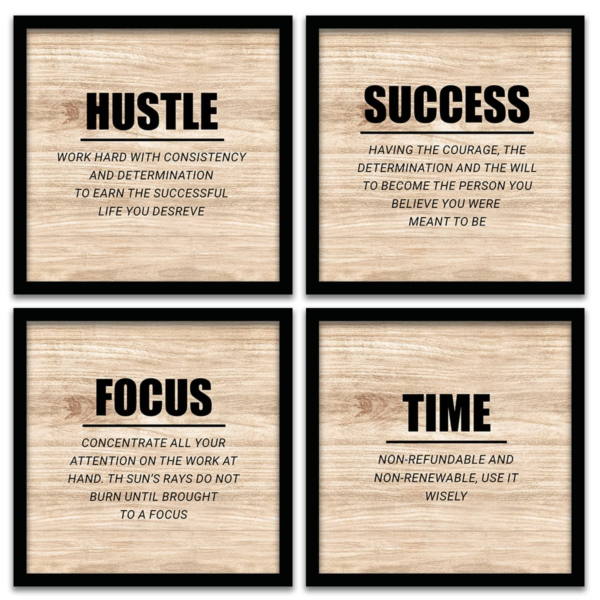 KRAYOG Engineered Wood Motivational Wall Frames – Inspirational Photo Frames for Wall Décor – Multi-Colored Quote Posters for Room & Living Room – Set of 4 (11x11 Inches)
