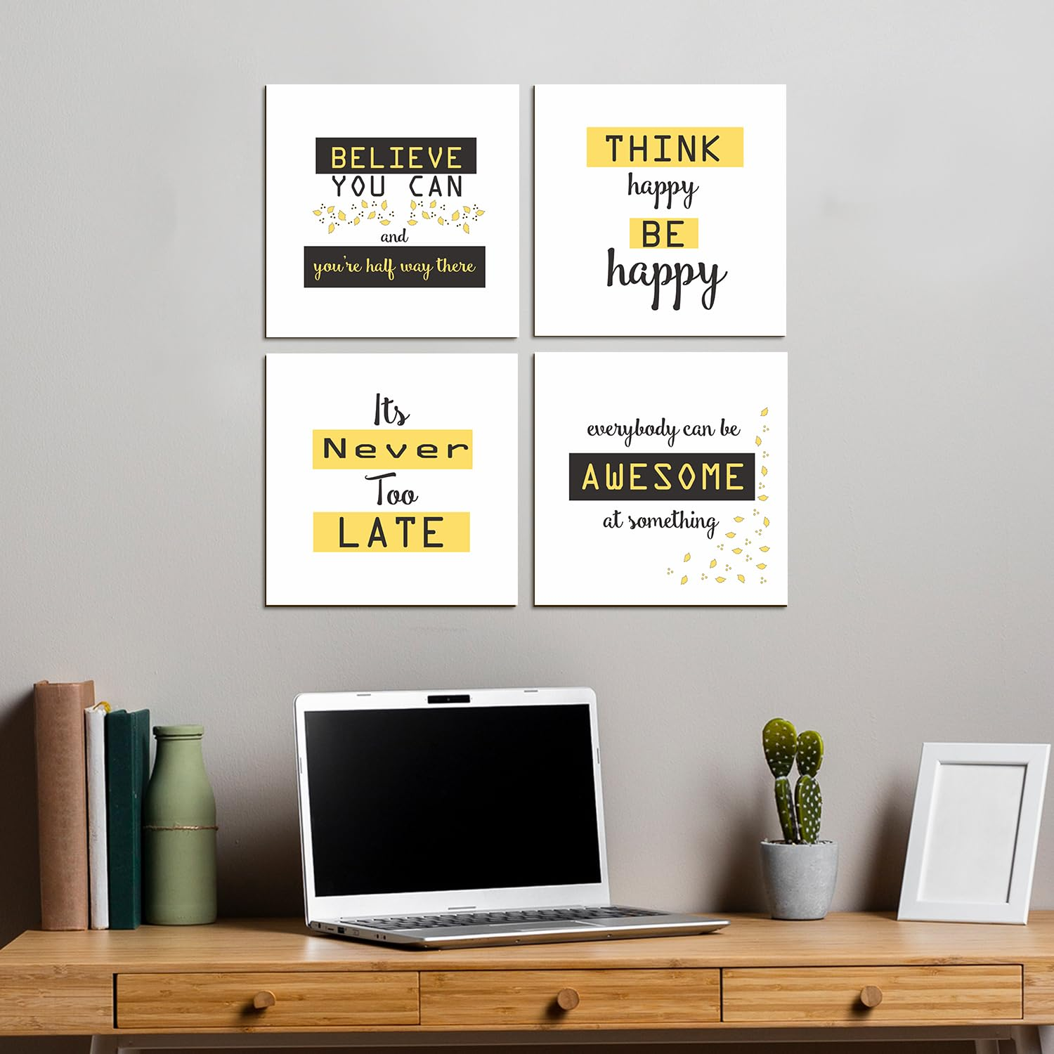 71isb3WrinL._SL1500_ KRAYOG Motivational Wall Art – 4 Framed Posters, 10" x 10" (Set A) - Image 1