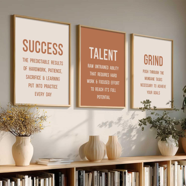 KRAYOG Set of 3 Motivational Wall Art Posters with Frames – Engineered Wood, 13x17 Inch – Home & Office Décor for Living Room, Bedroom