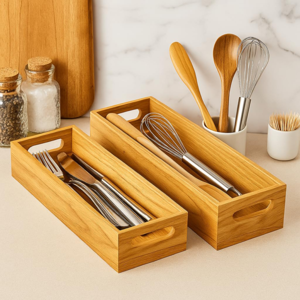 KRAYOG Handmade Wooden Serving Tray Platter | Multipurpose Home Décor Tray for Kitchen, Dining Table, Office & Storage Use (Standard Size)**