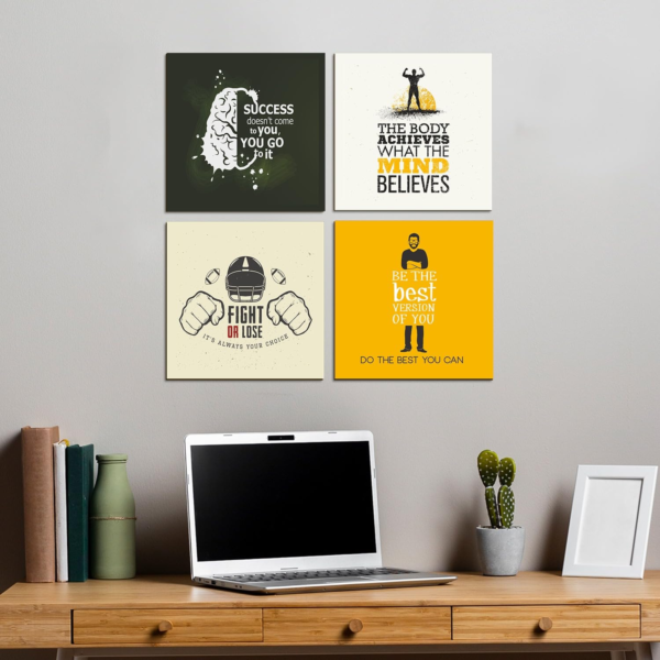 KRAYOG Set of 4 Motivational Framed Posters – 10" x 10" (Style B)