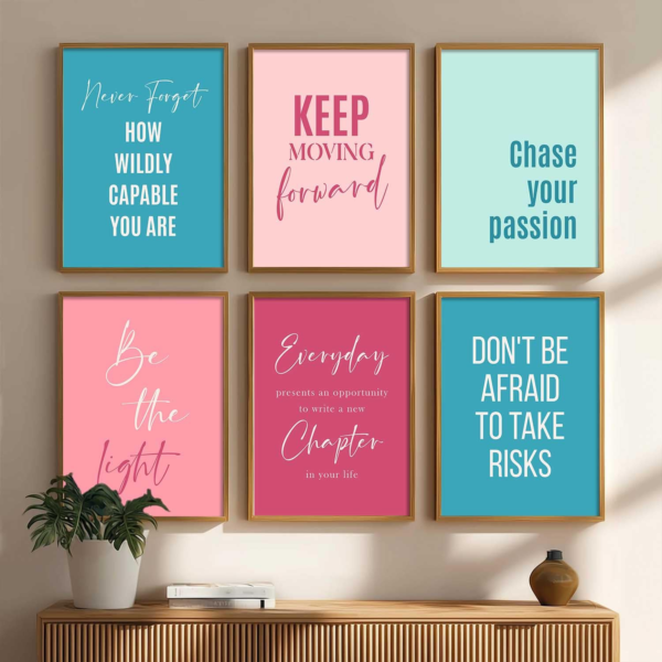 KRAYOG Inspirational Quotes Wall Frames – Motivational Photo Frames for Wall Décor – Framed Quote Posters for Home, Room & Office – Set of 6 (Art 9, 10x13 Inches)