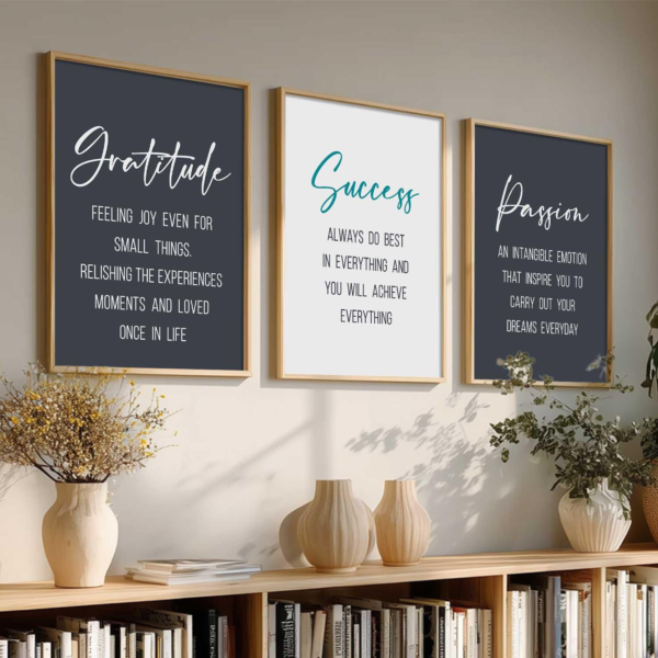 KRAYOG Motivational Quotes Framed Wall Posters – Set of 3 (13x17 Inch) Digital Reprint for Office & Study Room Décor