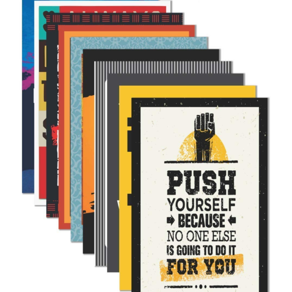 KRAYOG Inspirational Abstract Wall Poster Set – 45 x 30 x 0.2 cm (Pack of 10), Multicolour