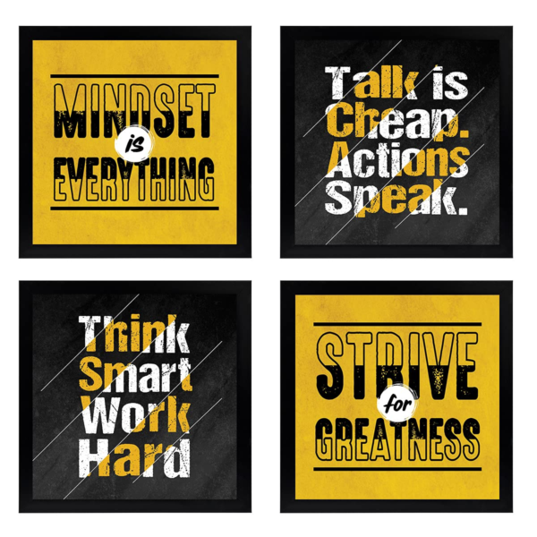 KRAYOG Motivational Quote Framed Poster | Engineered Wood Inspirational Wall Frame for Office & Home Décor | Ready-to-Hang (9 x 9 Inches)