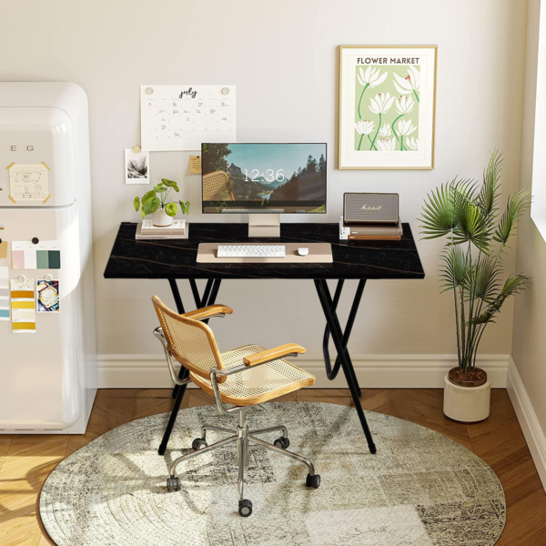 KRAYOG Multipurpose Foldable & Portable Study Table – Computer Desk, Laptop Workstation & 2-Seater Dining Table for Home and Office (Mirage Granite Finish)