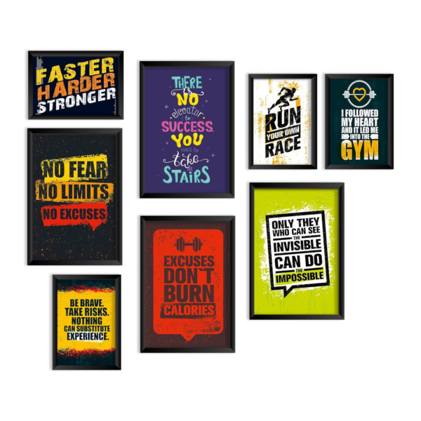 KRAYOG Inspirational Wall Art Quotes – Motivational Framed Posters for Living Room, Bedroom, Office & Home Décor, Set of 8 (Available in 9 x 12.5 in & 12.5 x 18 in) – Design D