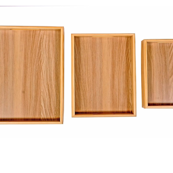 KRAYOG Wooden Rectangular Serving Tray Set of 3 | Premium Pinewood Serving Trays for Home & Kitchen Use