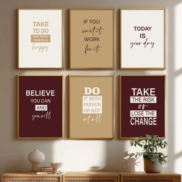 KARAYOG Inspirational Quotes Framed Posters for Office & Study Room – Motivational Wall Art Home Décor Set of 6 (13x17 Inch)