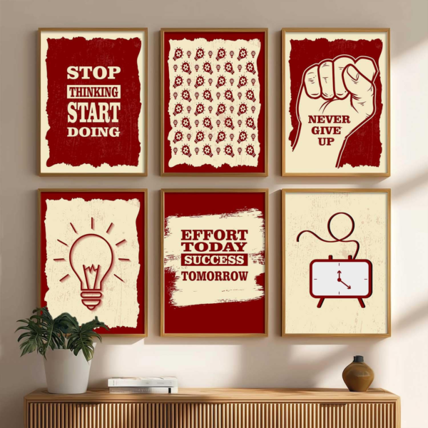 KRAYOG Motivational Wall Frames Décor Set – 6 Pieces, 13 x 17 Inch Size